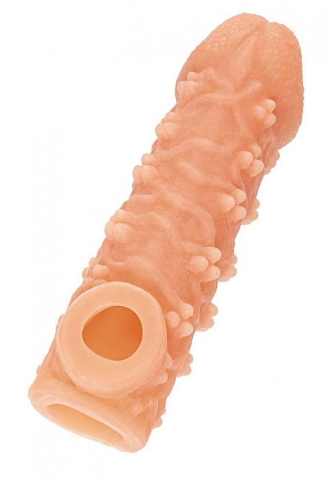 Телесная закрытая насадка с пучками шишечек Cock Sleeve Size L - 17,6 см. - KOKOS - в Омске купить с доставкой