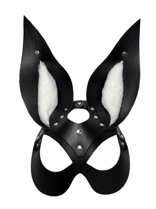 Черная маска зайки с белым мехом на ушках Miss Bunny - БДСМ Арсенал - купить с доставкой в Омске