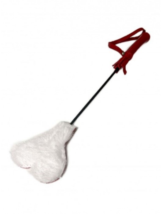 Красно-белый кожаный мини-стек - 36 см. - БДСМ Арсенал - купить с доставкой в Омске