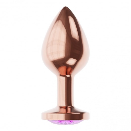 Пробка цвета розового золота с фиолетовым кристаллом Diamond Amethyst Shine S - 7,2 см. - Lola Games - купить с доставкой в Омске