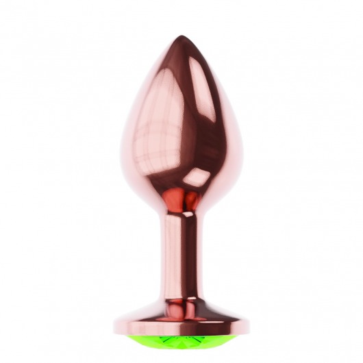 Пробка цвета розового золота с лаймовым кристаллом Diamond Emerald Shine S - 7,2 см. - Lola Games - купить с доставкой в Омске