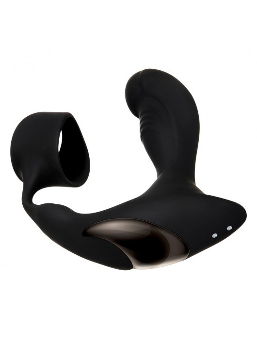 Черный вибромассажер простаты с эрекционным кольцом Strapped   Tapped - Zero Tolerance - в Омске купить с доставкой