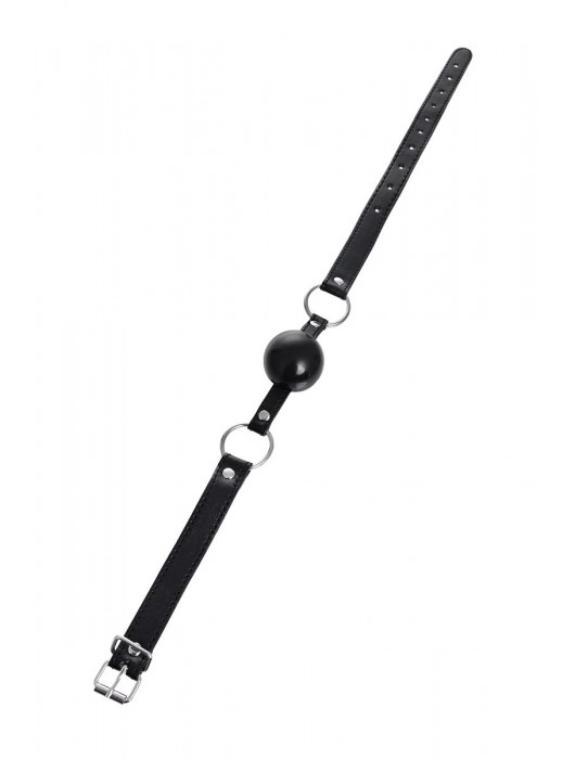 Черный кляп-шар на кожаных ремешках Anonymo - ToyFa - купить с доставкой в Омске
