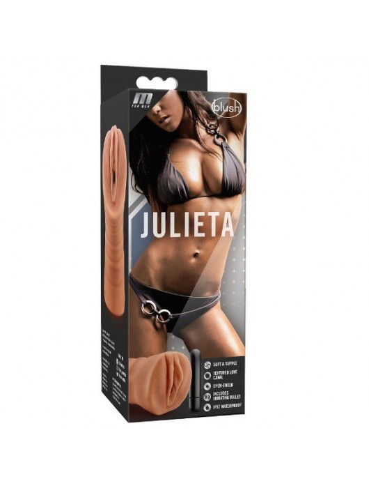 Мастурбатор-вагина цвета карамели Julieta с вибрацией - Blush Novelties - в Омске купить с доставкой