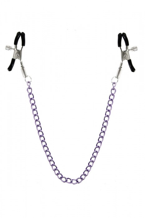 Зажимы для сосков с фиолетовой цепочкой Sweet Caress Nipple Chain - Sweet Caress - купить с доставкой в Омске