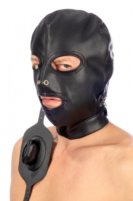 Маска-шлем с прорезями для глаз и регулируемым кляпом - Fetish Tentation - купить с доставкой в Омске