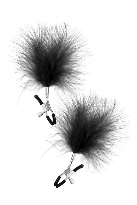 Зажимы на соски с черными пуховыми кисточками Sweet Caress Feather Nipple Clumps - Sweet Caress - купить с доставкой в Омске