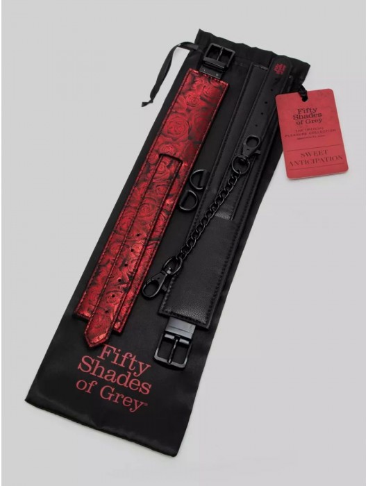 Красно-черные оковы Reversible Faux Leather Ankle Cuffs - Fifty Shades of Grey - купить с доставкой в Омске