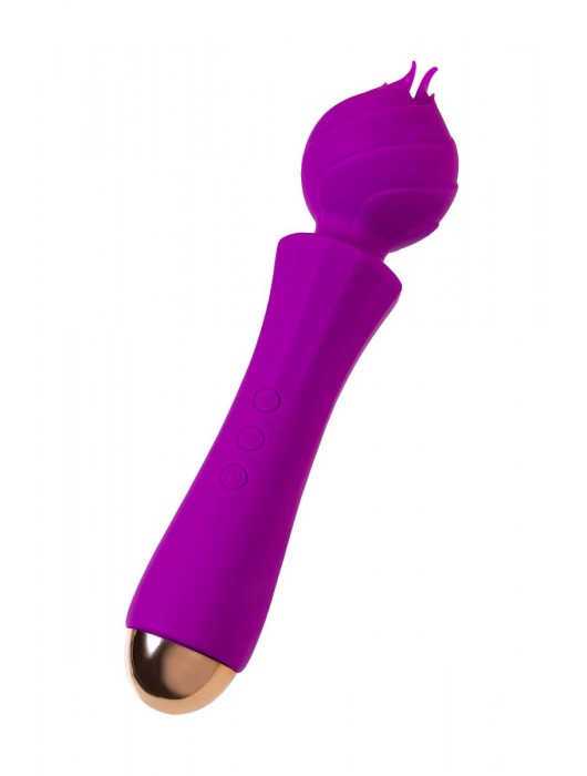 Лиловый вибратор Hyacinth с лепестками - 21,5 см. - ToyFa