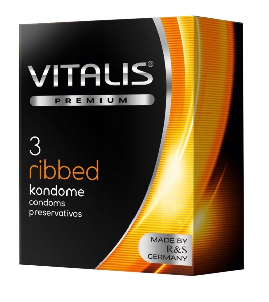 Ребристые презервативы VITALIS PREMIUM ribbed - 3 шт. - Vitalis - купить с доставкой в Омске