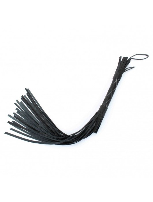 Аккуратная чёрная плетка  из натуральной кожи - БДСМ Арсенал - купить с доставкой в Омске