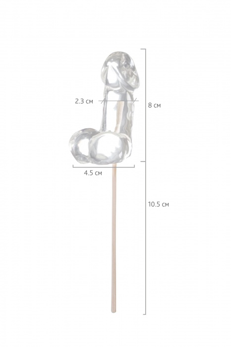 Прозрачный леденец в форме фаллоса со вкусом пина колады - Sosuчki - купить с доставкой в Омске