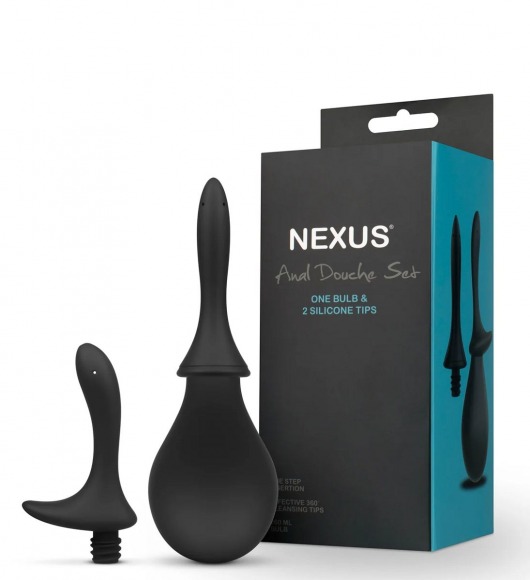 Черный анальный душ Nexus Anal Douche Set с 2 сменными насадками - Nexus Range - купить с доставкой в Омске