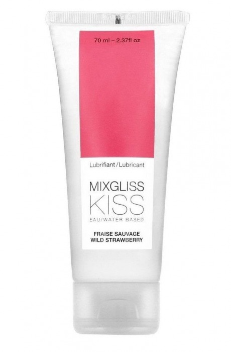 Смазка на водной основе Mixgliss Kiss с ароматом земляники - 70 мл. - Mixgliss - купить с доставкой в Омске