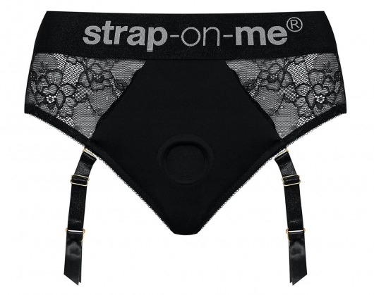 Черные трусики для насадок Diva Lingerie Harness - size S - Strap-on-me - купить с доставкой в Омске