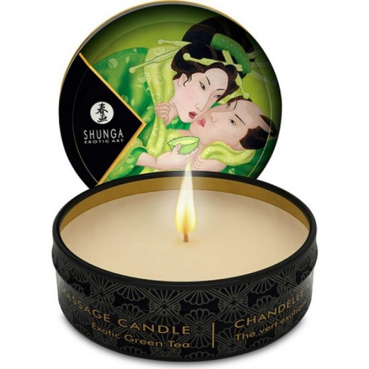 Массажная свеча Exotic Green Tea с ароматом зелёного чая - 30 мл. - Shunga - купить с доставкой в Омске