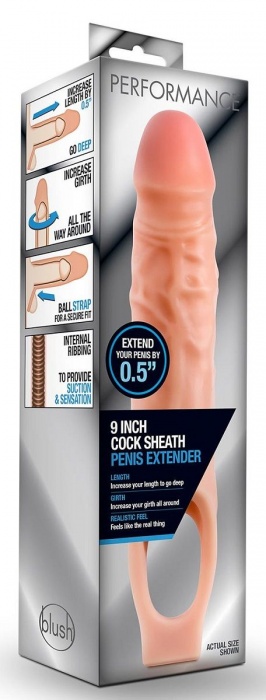Телесная насадка на пенис 9 Inch Cock Sheath Extender - 22,2 см. - Blush Novelties - в Омске купить с доставкой