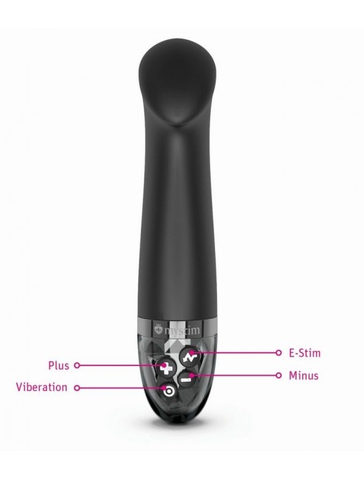 Черный вибратор с функцией электростимуляции Right on Ron - 17 см. - MyStim - купить с доставкой в Омске