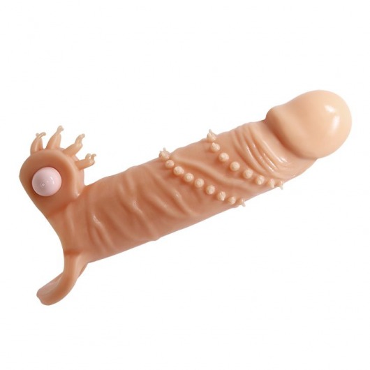 Телесная удлиняющая вибронасадка Penis Sleeve Connor - 17 см. - Baile - в Омске купить с доставкой