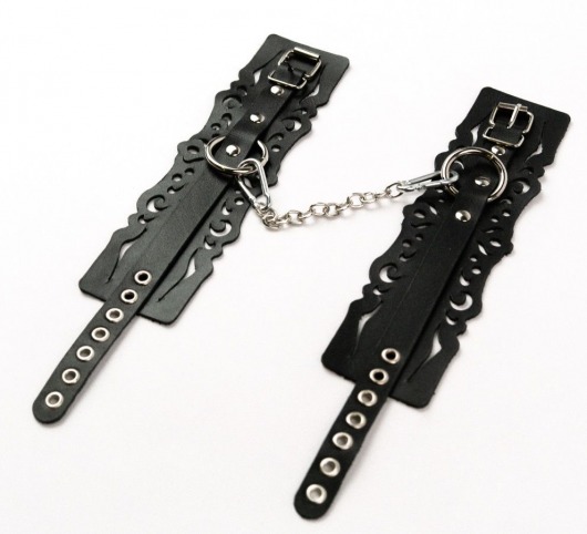 Узорчатые кожаные оковы с регулируемыми ремешками - Crazy Handmade - купить с доставкой в Омске