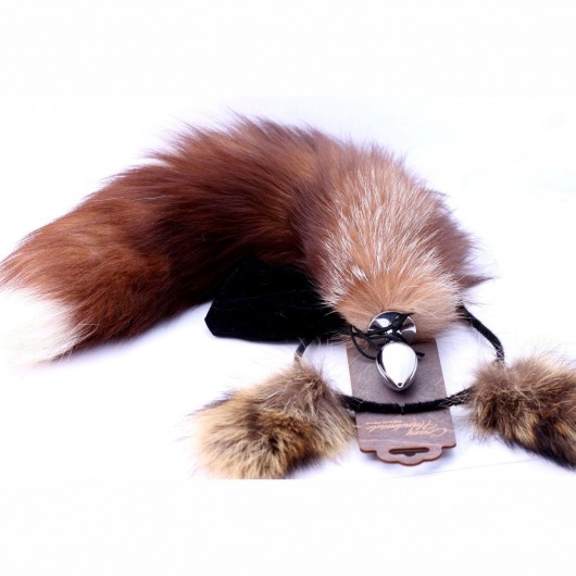 Игровой комплект: серебристая анальная пробка с пушистым хвостом и ободок-ушки - Crazy Handmade - купить с доставкой в Омске