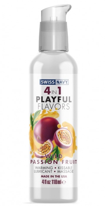 Массажный гель 4-в-1 Wild Passion Fruit с ароматом маракуйи - 118 мл. - Swiss navy - купить с доставкой в Омске