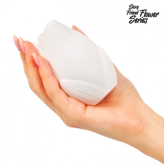 Белый нереалистичный мастурбатор в форме бутона цветка Lotus - 1137 - в Омске купить с доставкой