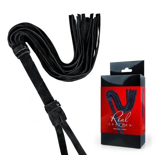 Черная кожаная плеть - 55 см. - Notabu - купить с доставкой в Омске