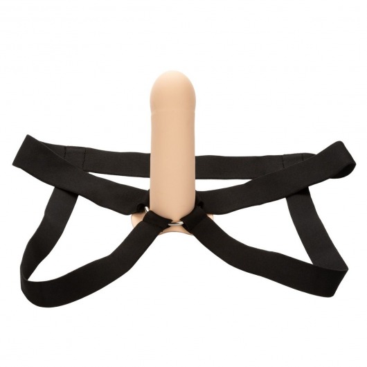 Телесный фаллопротез из силикона Extension with Harness - 15,75 см. - California Exotic Novelties - купить с доставкой в Омске