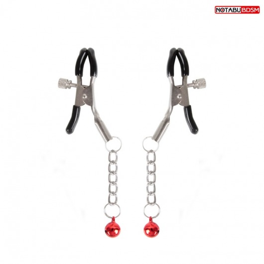 Серебристые зажимы на соски с шариками на цепочках - Notabu - купить с доставкой в Омске