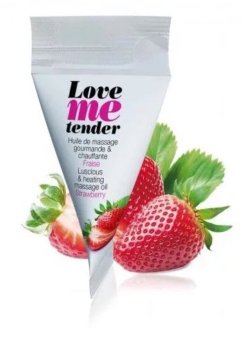 Съедобное согревающее массажное масло Love Me Tender Strawberry с ароматом клубники - 10 мл. - Love to Love - купить с доставкой в Омске