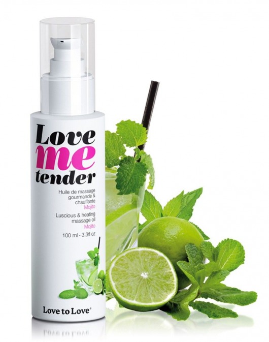 Съедобное согревающее массажное масло Love Me Tender Mojito с ароматом мохито - 100 мл. - Love to Love - купить с доставкой в Омске