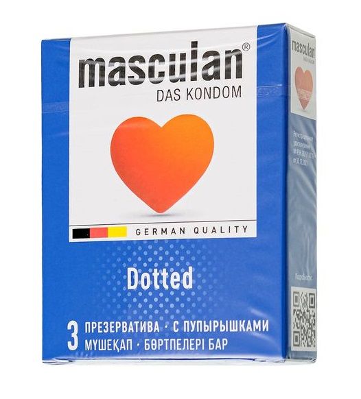 Презервативы с пупырышками Masculan Dotted - 3 шт. - Masculan - купить с доставкой в Омске