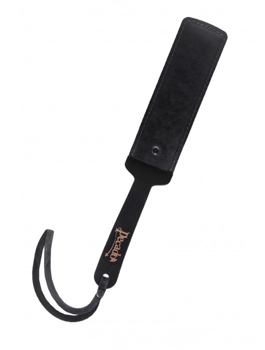 Черный кожаный пэддл - 37 см. - Pecado - купить с доставкой в Омске