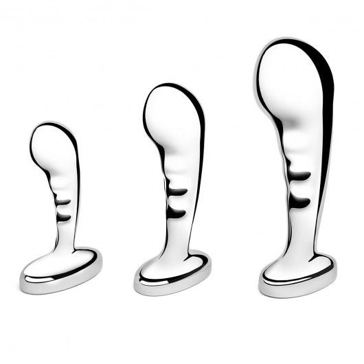 Набор из 3 стальных стимуляторов простаты Stainless Steel P-spot Training Set - b-Vibe - в Омске купить с доставкой