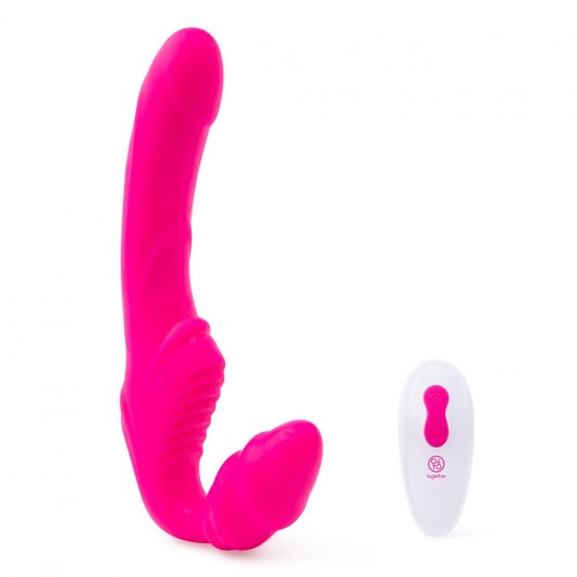 Розовый безремневой страпон на радиоуправлении Strapless Together - 22 см. - Together Toy - купить с доставкой в Омске