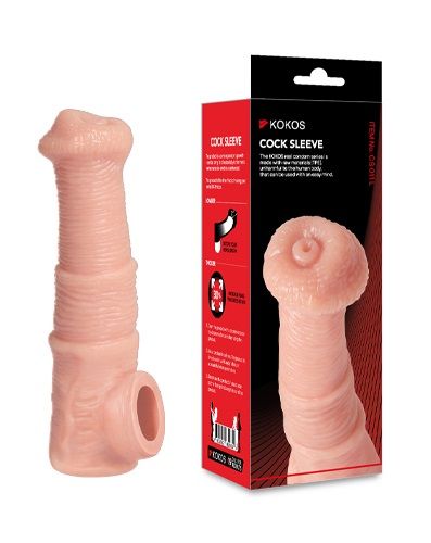 Телесная фантазийная насадка на член Cock Sleeve Size M - KOKOS - в Омске купить с доставкой