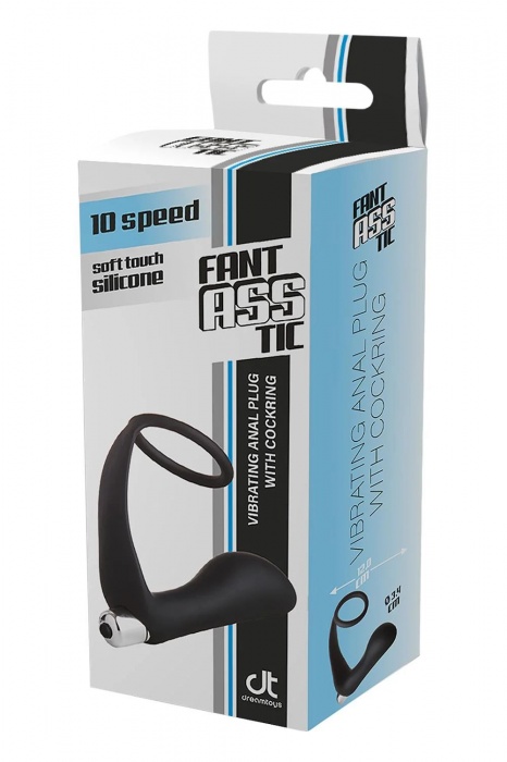 Черное эрекционное кольцо с вибропробкой Vibrating Anal Plug With Cockring - Dream Toys - в Омске купить с доставкой