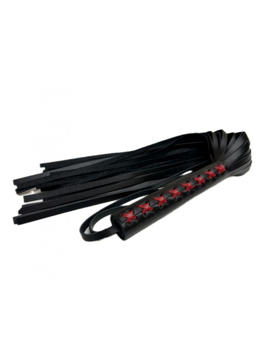 Кожаная плеть Sex Game с красным плетением на рукояти - 57 см. - БДСМ Арсенал - купить с доставкой в Омске