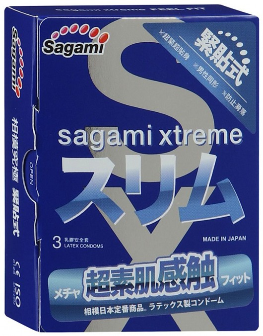 Розовые презервативы Sagami Xtreme FEEL FIT 3D - 3 шт. - Sagami - купить с доставкой в Омске