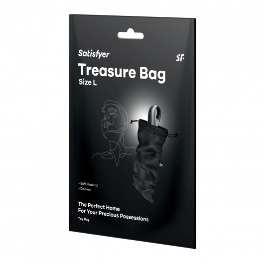 Черный мешочек для хранения игрушек Treasure Bag L - Satisfyer - купить с доставкой в Омске