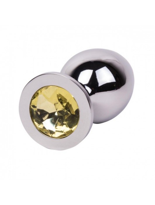 Большой стальной плаг с желтым кристаллом Sweet Lemon - 9,5 см. - Erotic Fantasy - купить с доставкой в Омске