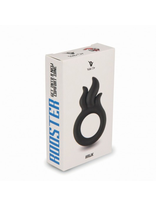 Черное эрекционное кольцо-пламя Rooster Hawk - Velv or - в Омске купить с доставкой