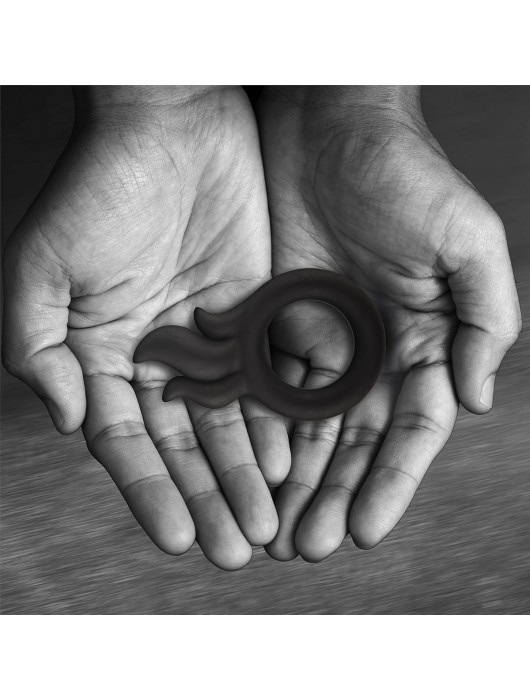 Черное эрекционное кольцо-пламя Rooster Hawk - Velv or - в Омске купить с доставкой