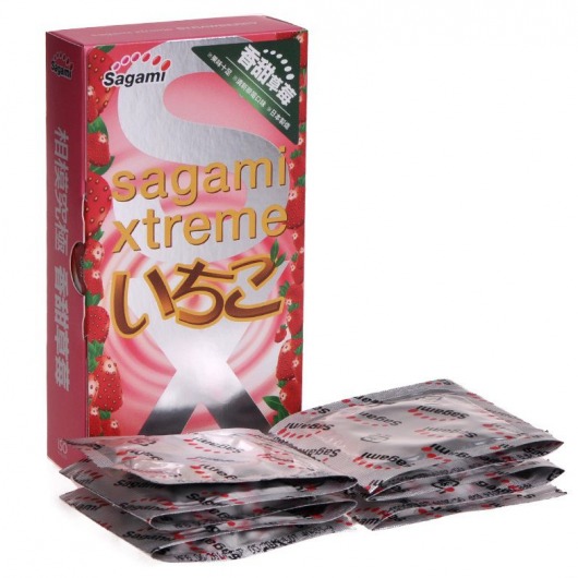 Презервативы Sagami Xtreme Strawberry c ароматом клубники - 10 шт. - Sagami - купить с доставкой в Омске