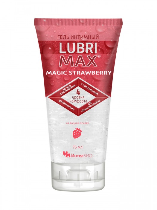 Интимный гель-смазка на водной основе Lubrimax Magic Strawberry - 75 мл. - ИнтелБИО - купить с доставкой в Омске