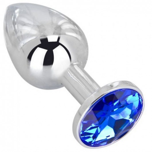 Анальное украшение BUTT PLUG  Small с синим кристаллом - 7 см. - Anal Jewelry Plug - купить с доставкой в Омске