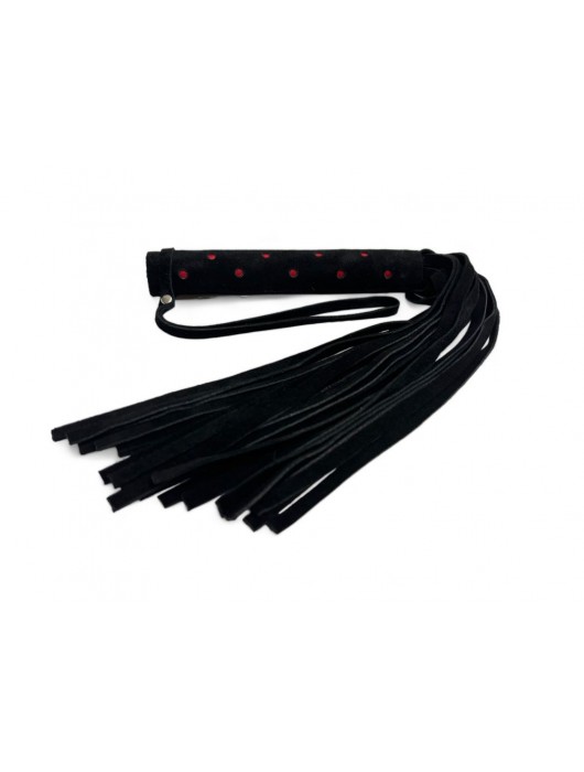 Черная замшевая плеть с красными точками на рукояти Red dot Princess - 43 см. - БДСМ Арсенал - купить с доставкой в Омске