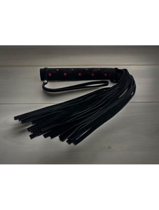 Черная замшевая плеть с красными точками на рукояти Red dot Princess - 43 см. - БДСМ Арсенал - купить с доставкой в Омске