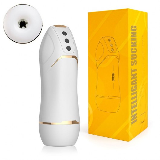 Белый вибромастурбатор Hero с режимом вакуума - A-LOVING - в Омске купить с доставкой